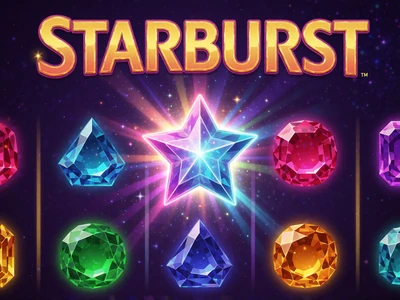 Starburst Slot von NetEnt mit leuchtendem Stern und glitzernden Edelsteinen im Weltall