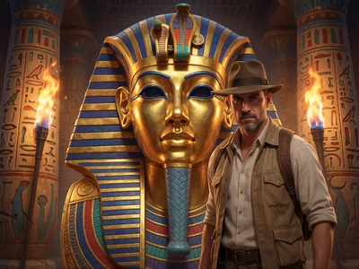 Book of Dead Slot von Play&rsquo;n GO mit Abenteurer und goldenem Pharao im &auml;gyptischen Grabtempel