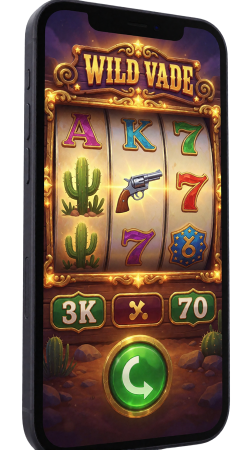 Smartphone zeigt Lizaro Online Slot mit goldenen Walzen und gr&uuml;nem Spin-Button im mobilen Browser