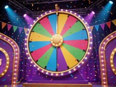 Crazy Time Game Show im Lizaro Live Casino: riesiges buntes Gl&uuml;cksrad mit blinkenden Studiolichtern